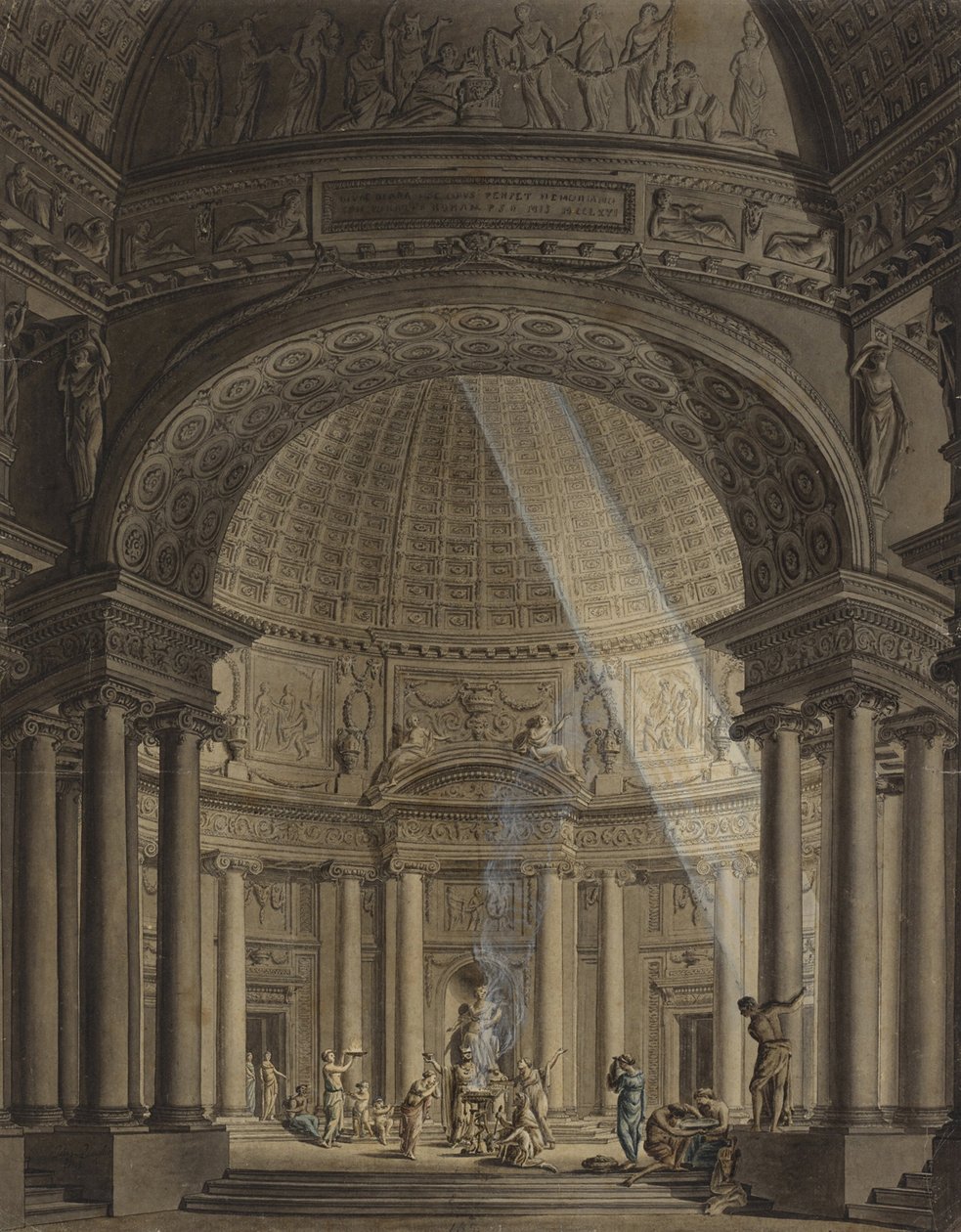 Runt tempel med offerscen av Giulio Quaglio