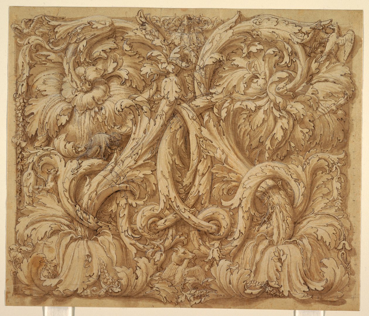 動物と鳥を描いたアカンサス リンソーのデザイン スウェーデン語 av Giulio Romano