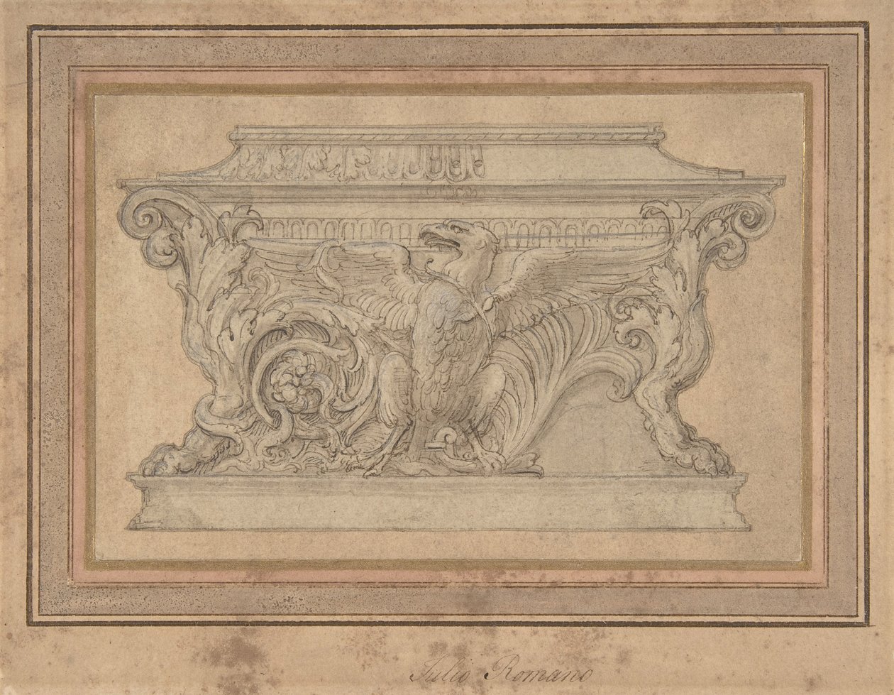 Design för en kista med Gonzaga Eagle, ca. 1527-46. av Giulio Romano