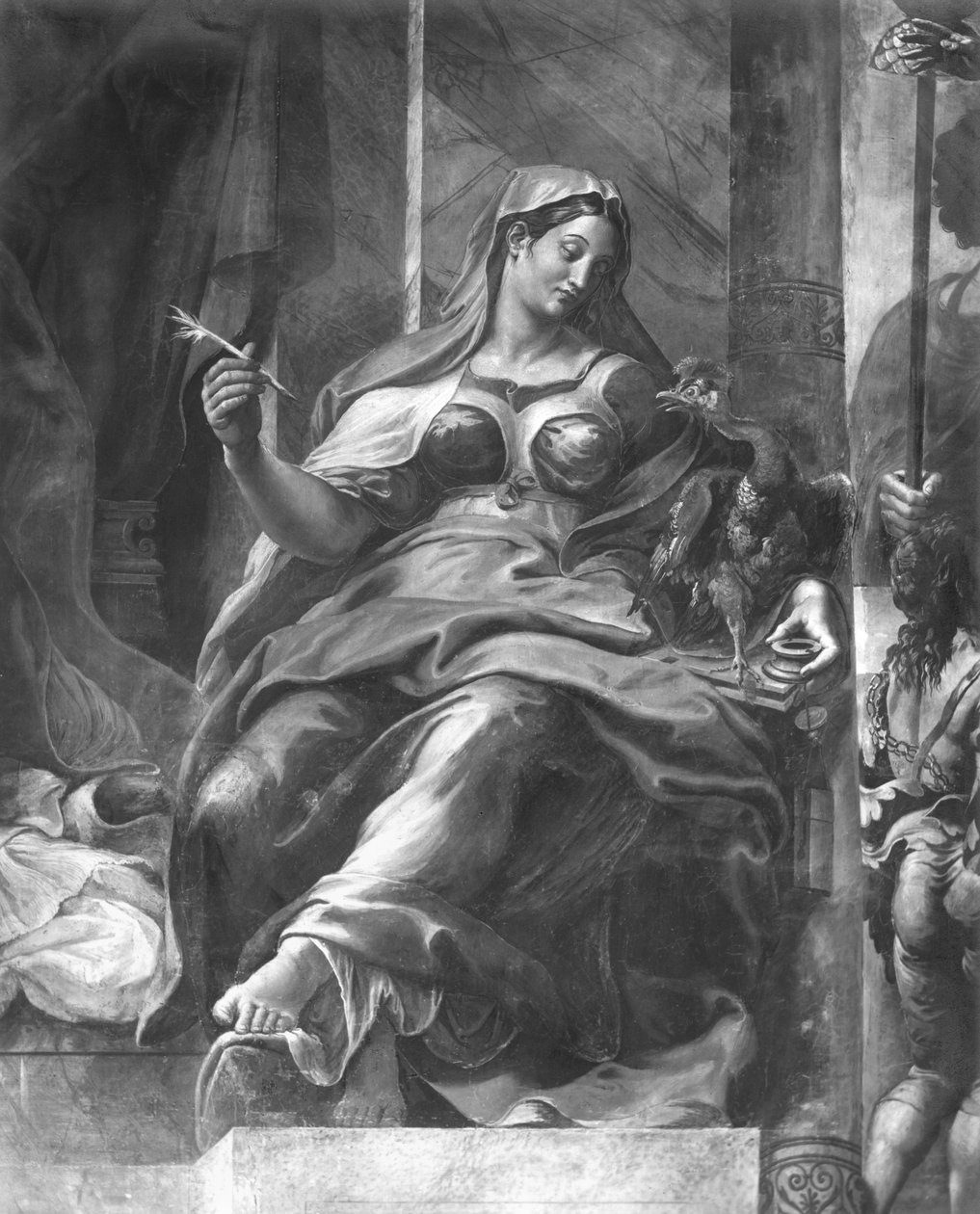 Eternity, en av två allegoriska figurer som omger St. Peter, Raphael Rooms (detalj) (se även 252790) av Giulio Romano