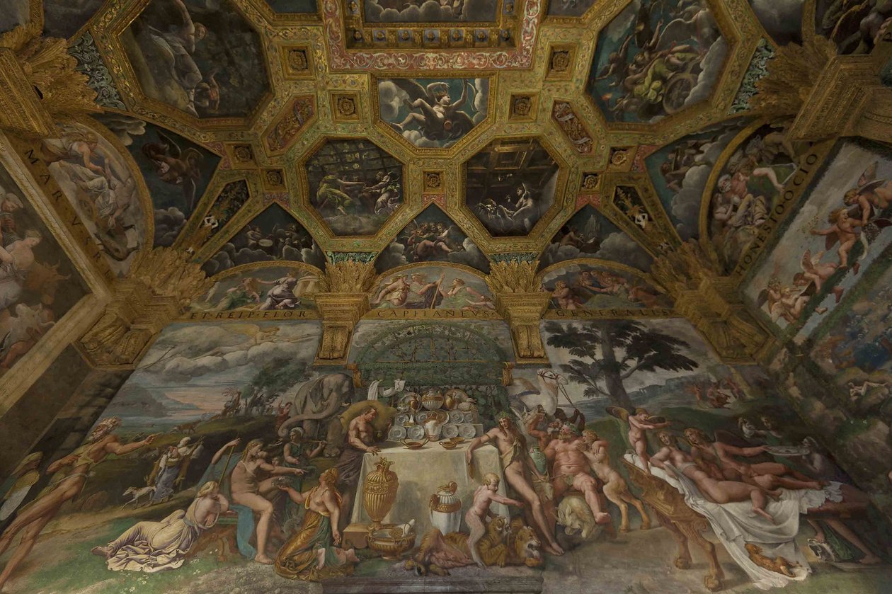 Freskdetalj från Chamber of Amor and Psyche, 1526-1534 av Giulio Romano