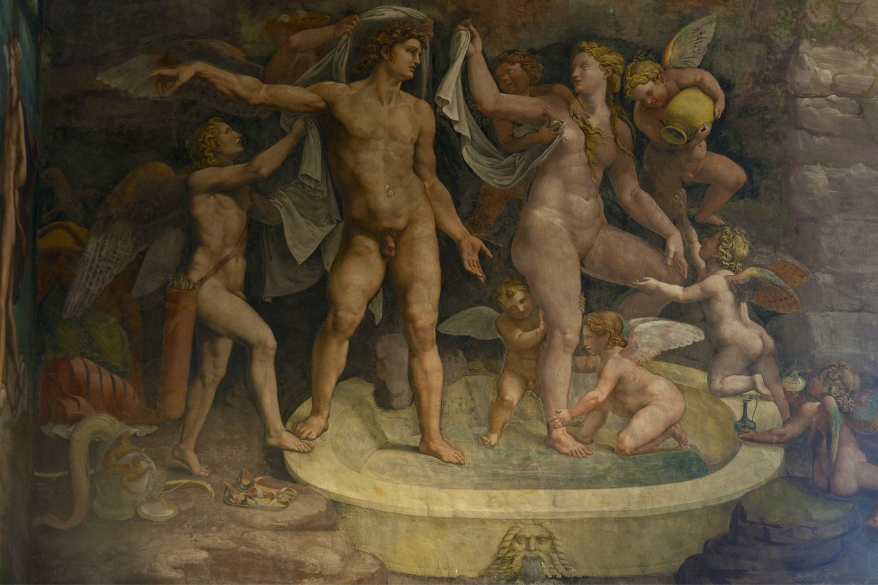 Freskdetalj från Chamber of Amor and Psyche, 1526-1534 av Giulio Romano