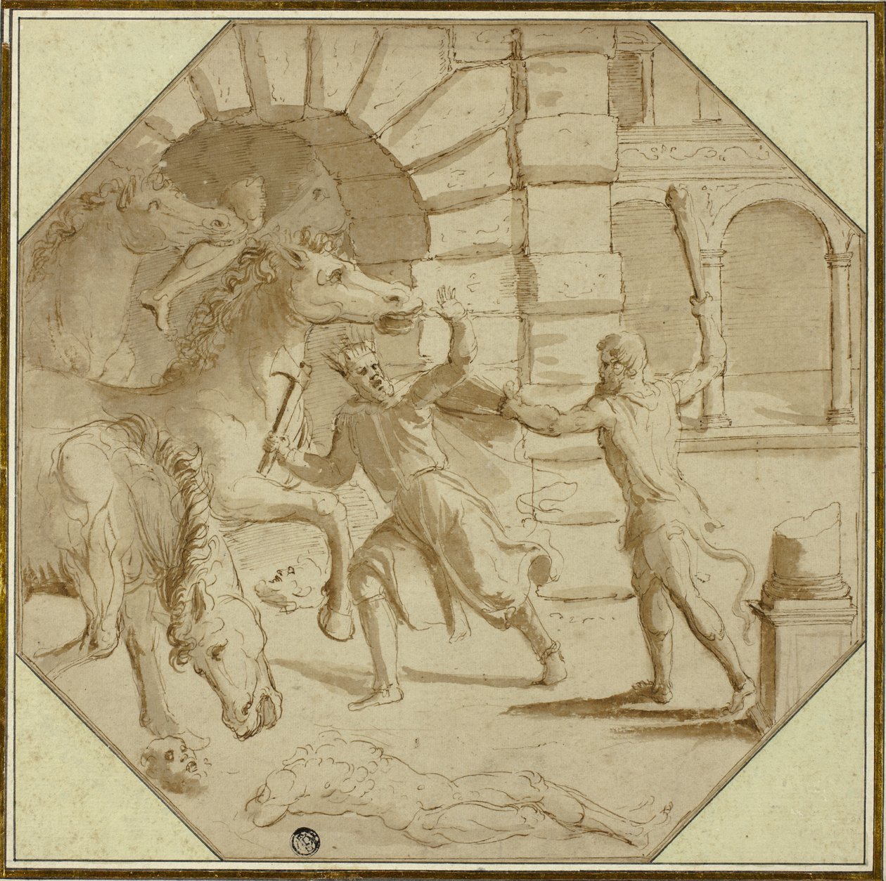 Herkules avverkning kung Diomedes av Giulio Romano