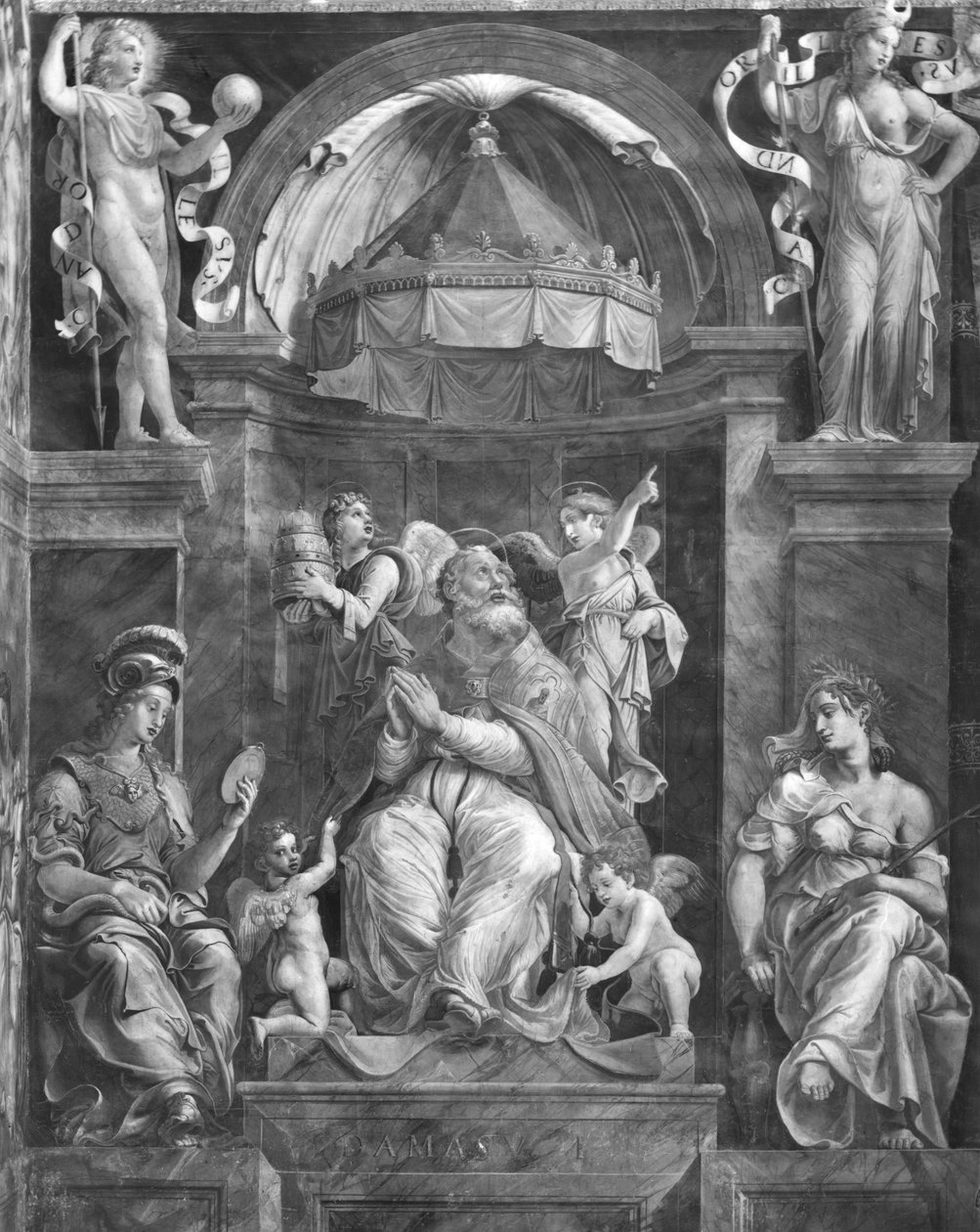 Påven Damasus I (ca 304-384) mellan försiktighet och fred, Raphael Rooms (se även 252796 och 252797) av Giulio Romano
