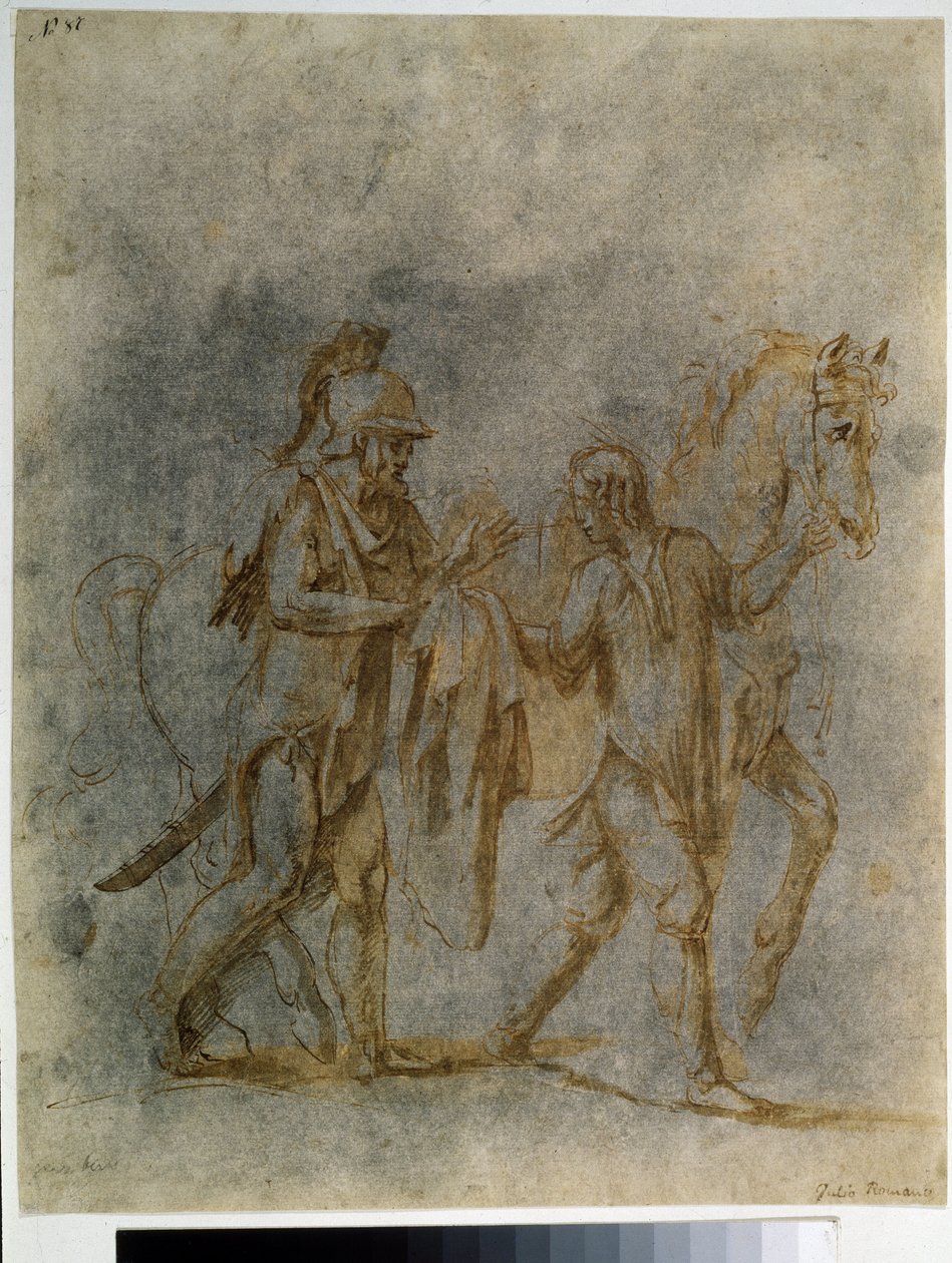 ""Saint Martin och tiggaren"" (Saint Martin och en tiggare) Akvarell och tusch av Giulio Pippi De
