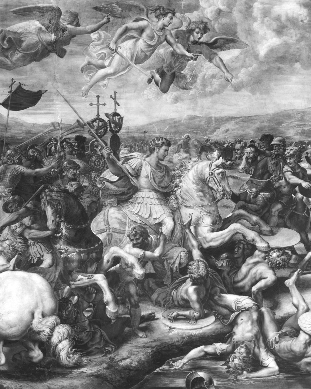 Slaget vid Constantine, 312 AD, från Sala di Costantino, Raphael Rooms (detalj) (se även 252776) av Giulio Romano