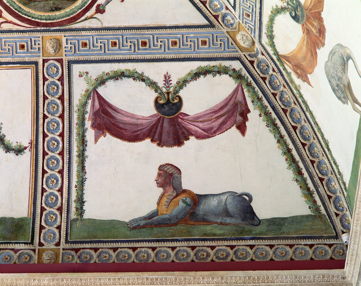 Camera con Fregio di Amorini Chamber of the Cupid Frieze detalj av en sfinx, fresk från 1520-talet av Giulio Romano