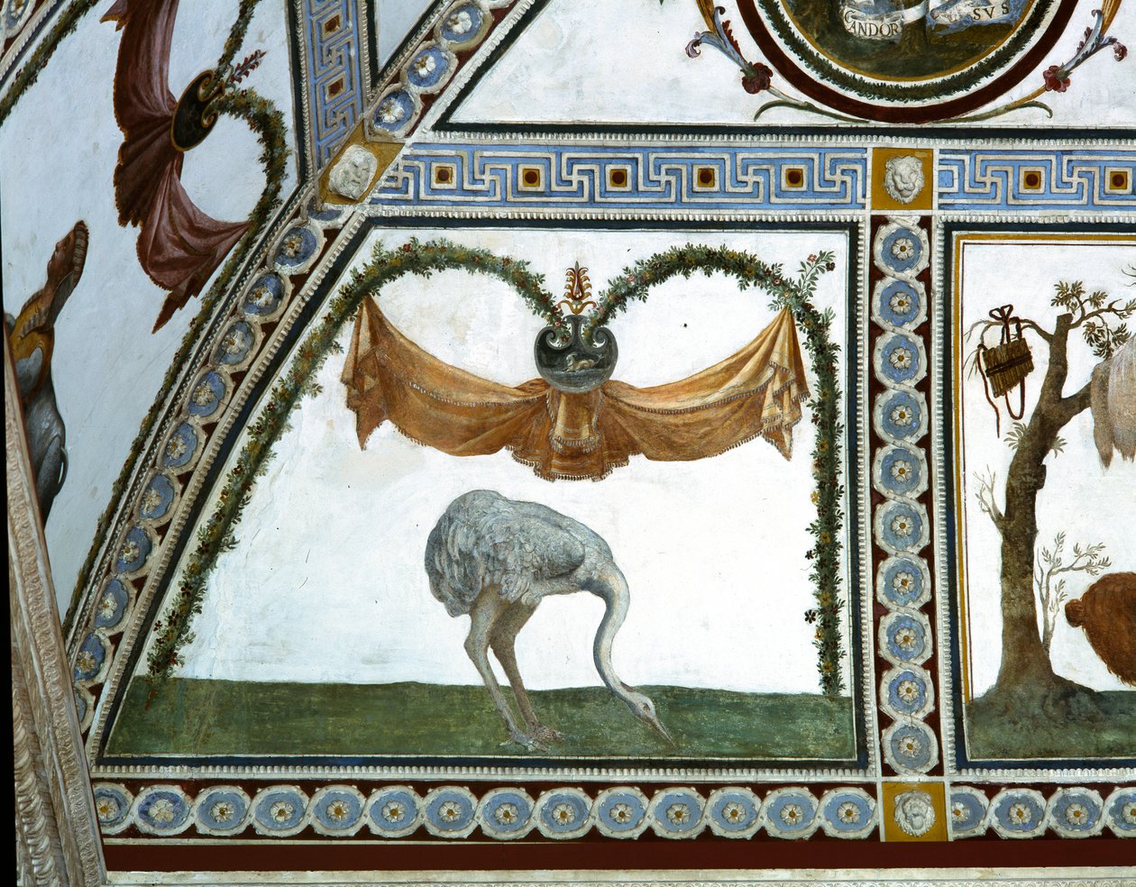 Camera con Fregio di Amorini Chamber of the Cupid Frieze detalj av en struts, fresk från 1520-talet av Giulio Romano