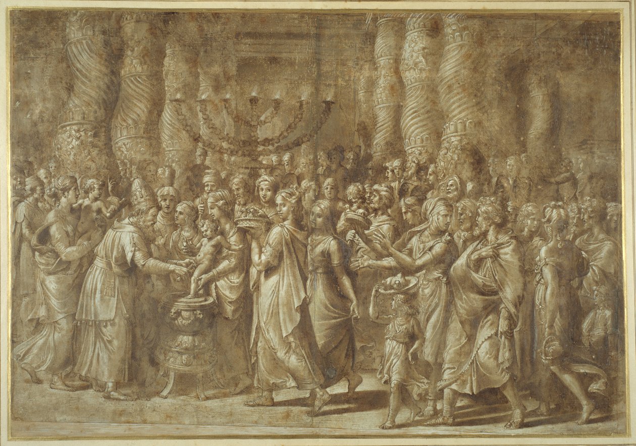 Omskärelsen (penna & brunt bläck med brun tvätt och höjning) av Giulio Romano