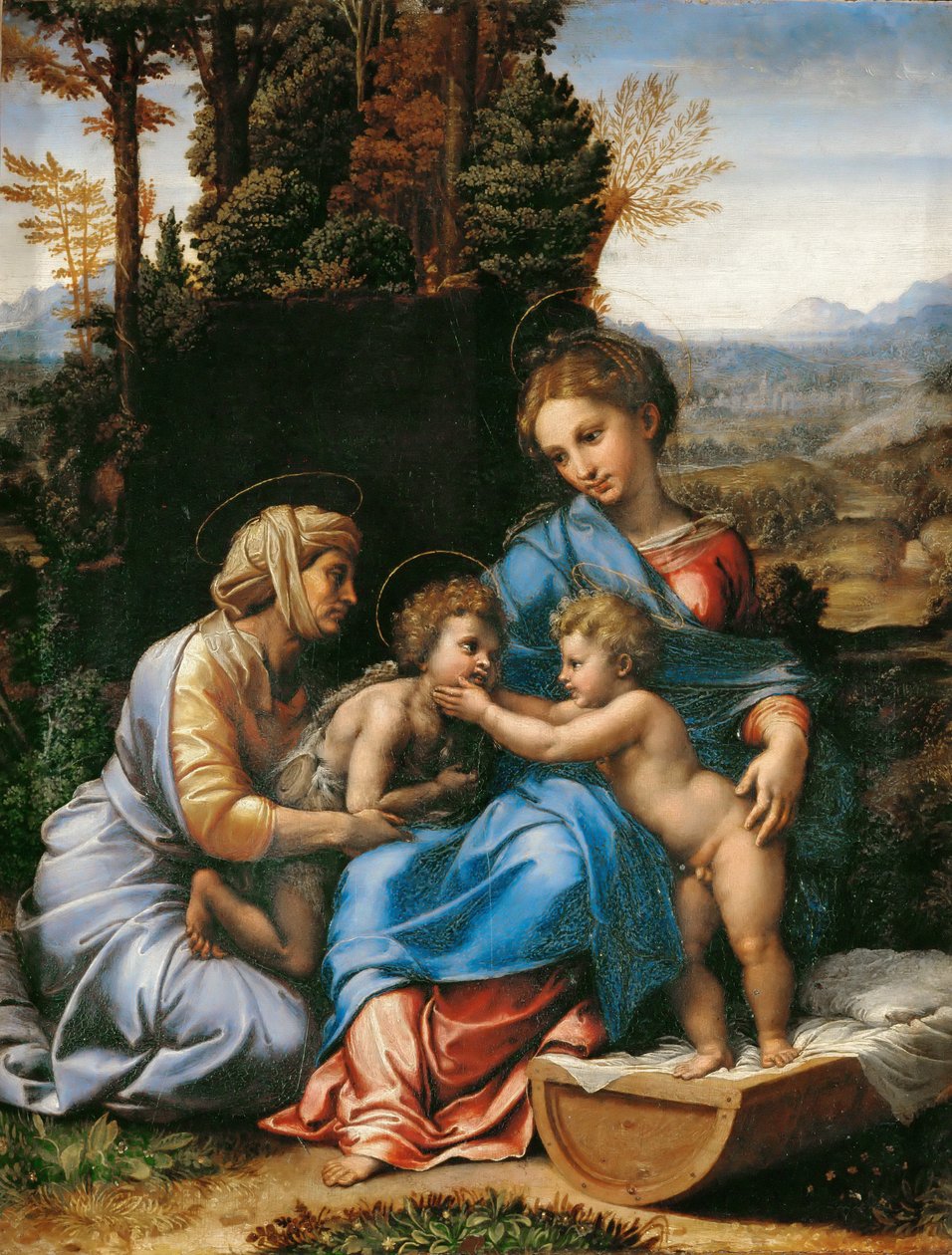 Den heliga familjen med Johannes Döparen som pojke och Saint Elizabeth La Petite Sainte Famille av Giulio Romano