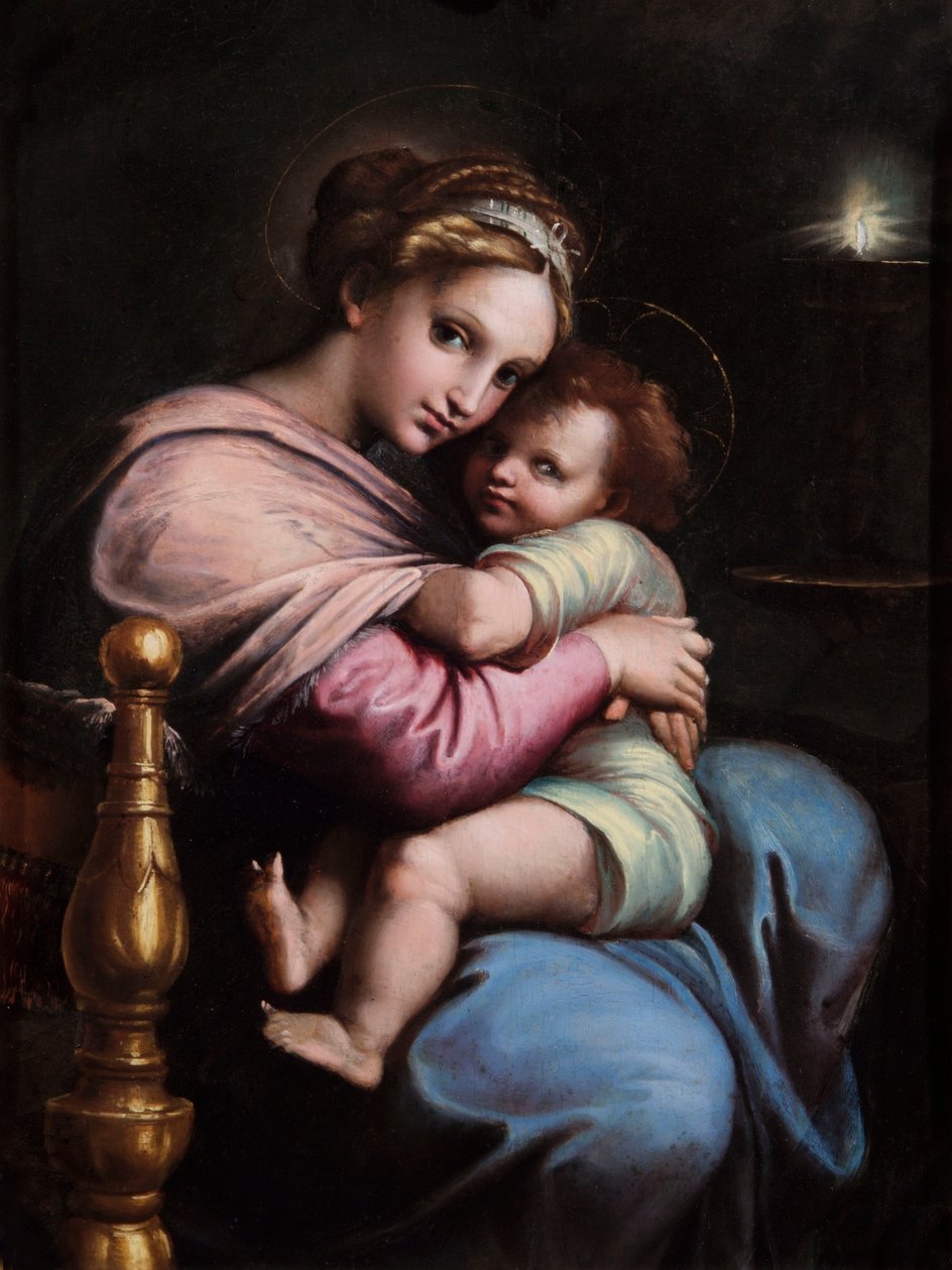 The Virgin and Child, ca 1517-19 (olja på panel) av Giulio Romano