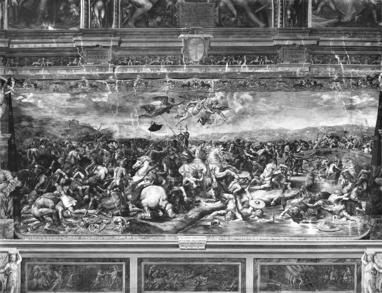 Slaget vid Constantine, från Sala di Costantino, Raphael Rooms (se även 252778) av Giulio Romano