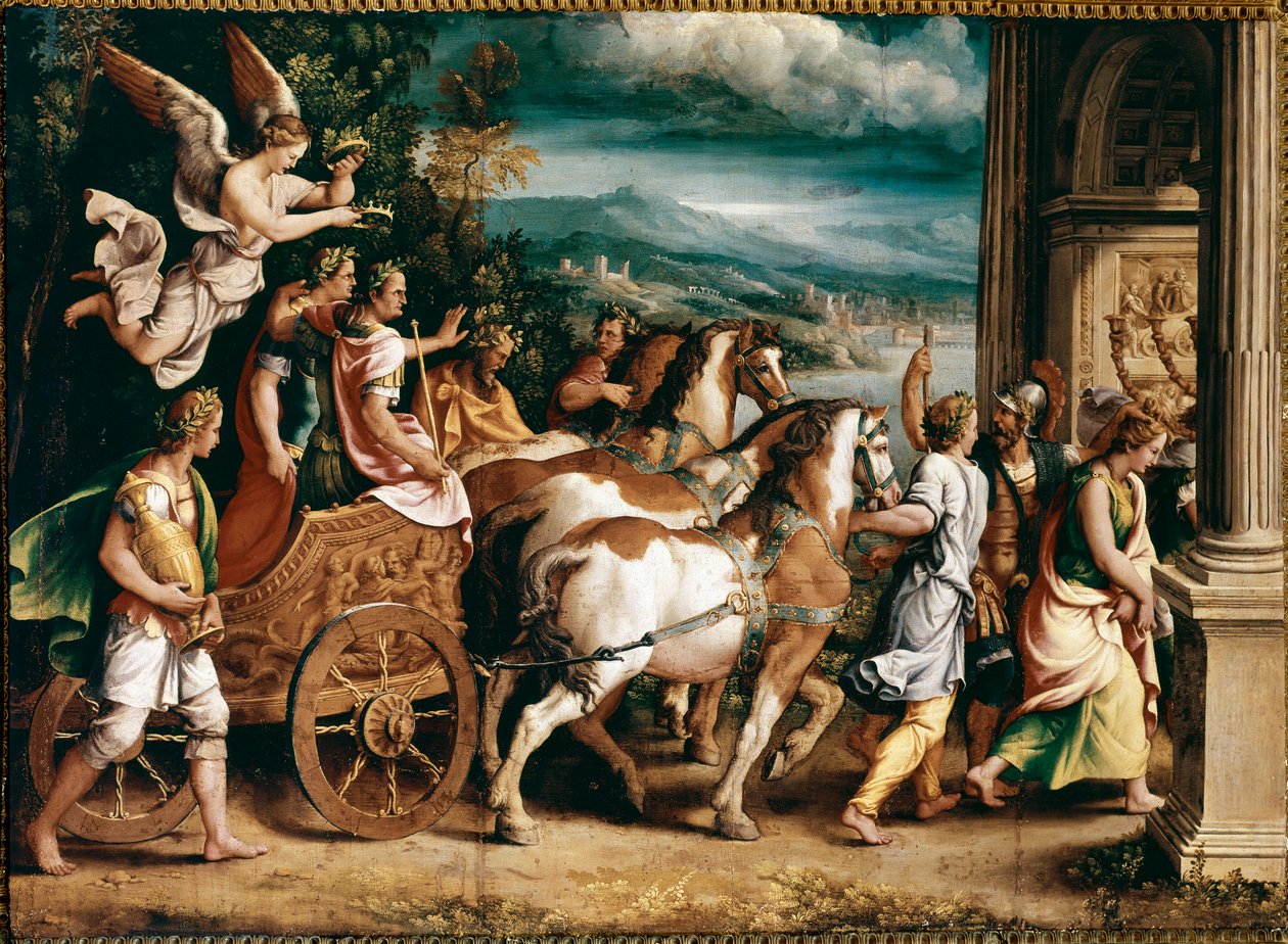 Titus och Vespasianus triumf (målning, ca 1537) av Giulio Romano