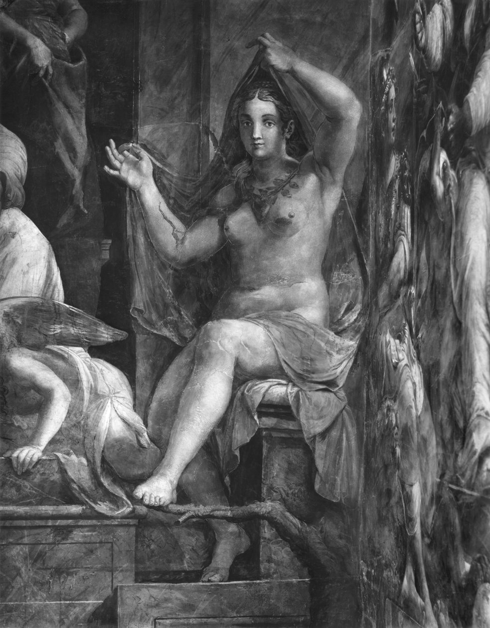 Sanning, en av de två dygderna kring påven Leo I den store (ca 390-461) Raphael Rooms (detalj) (se även 252779 och 252780) av Giulio Romano