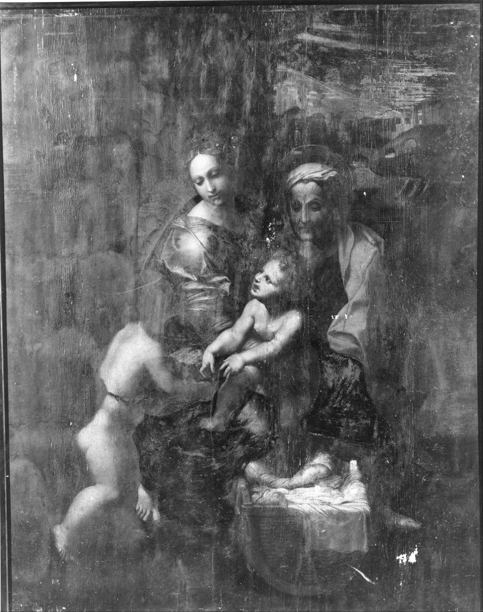 Madonna och barn med heliga Elizabeth och John av Giulio Romano Raphael