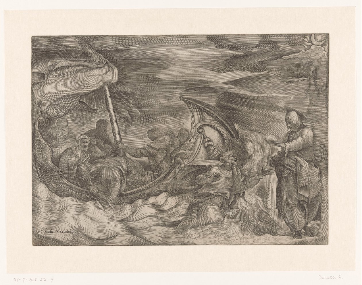 Kristus går på vattnet av Giulio Sanuto (attributed to)