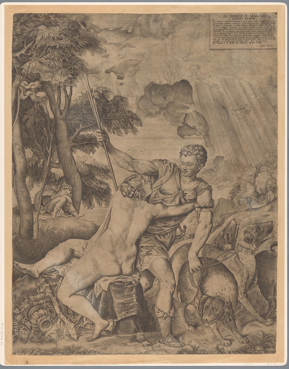 Venus en Adonis av Giulio Sanuto