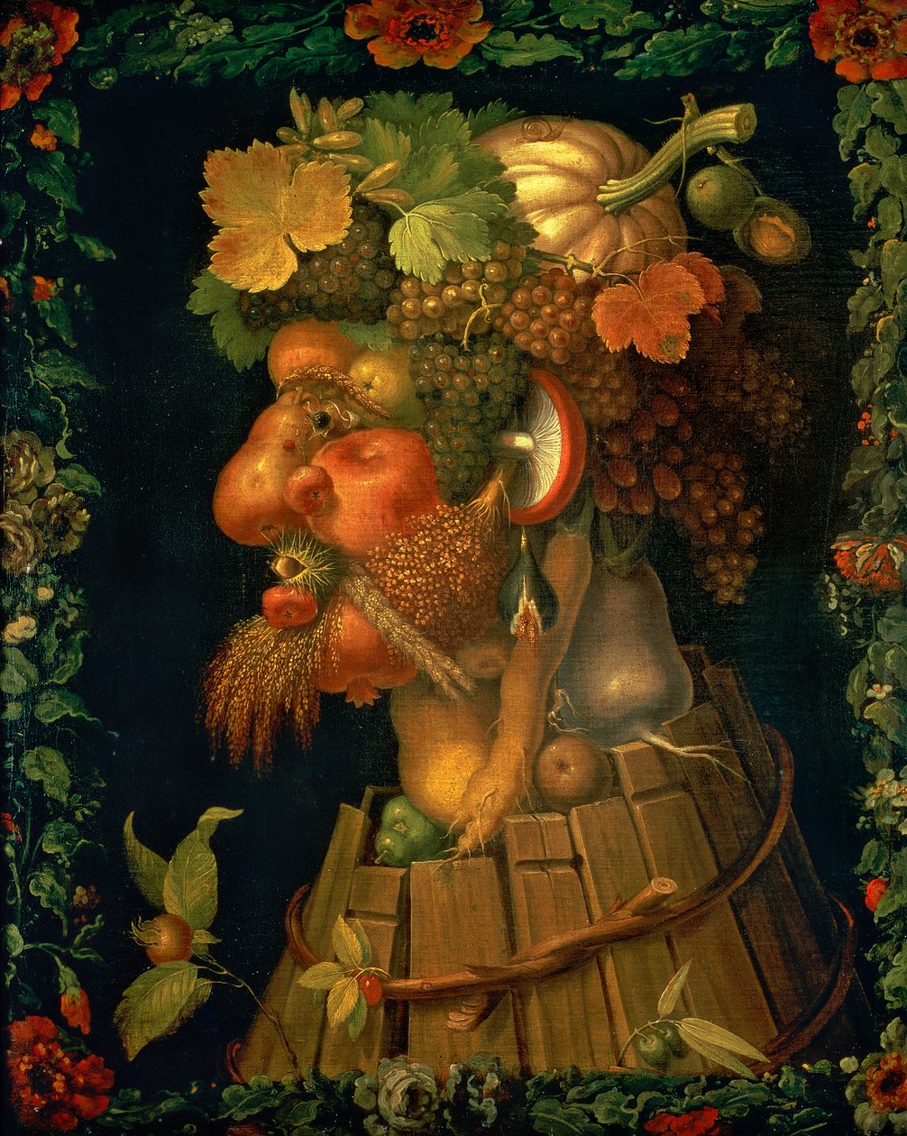 Efterår, fra en serie, der skildrer de fire årstider, bestilt af kejser Maximilian II (1527-76) 1573 sverige av Giuseppe Arcimboldo