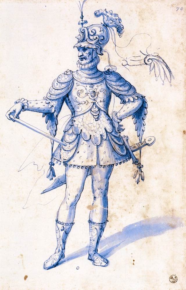 Costume drawing for a knight av Giuseppe Arcimboldo