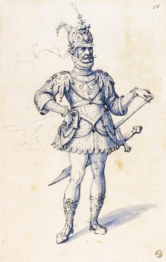 Costume drawing for a knight av Giuseppe Arcimboldo