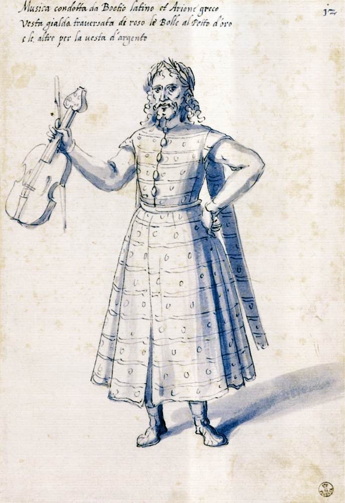 Costume of the allegorical figure Music av Giuseppe Arcimboldo