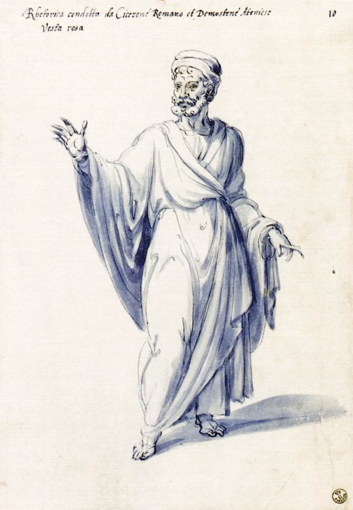 Costume of the allegorical figure Rhetoric av Giuseppe Arcimboldo