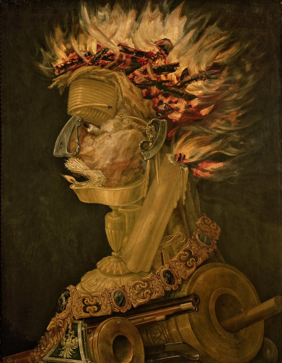 Brand, 1566 (olie på træ) swed av Giuseppe Arcimboldo