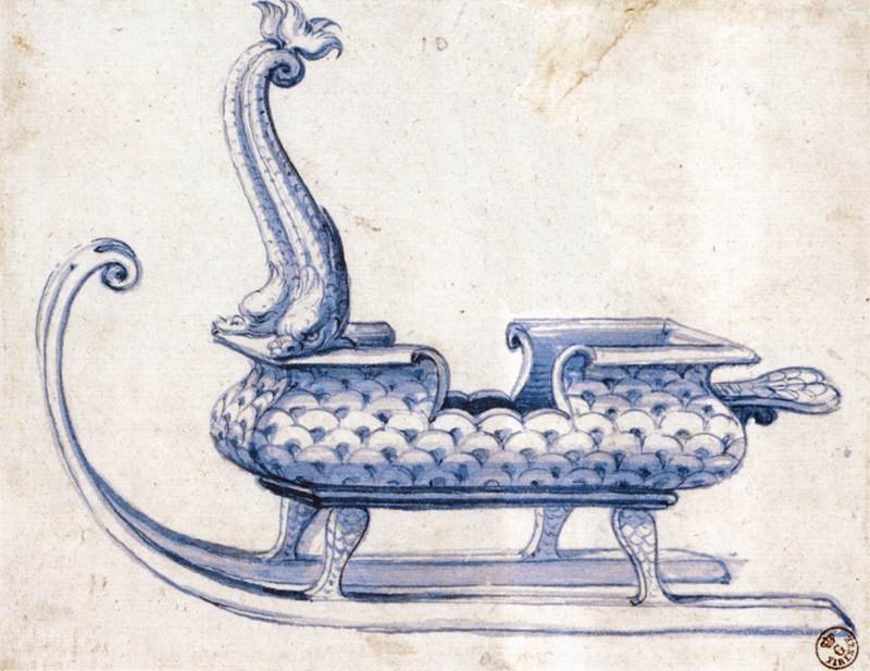 Sketch for a sleigh av Giuseppe Arcimboldo