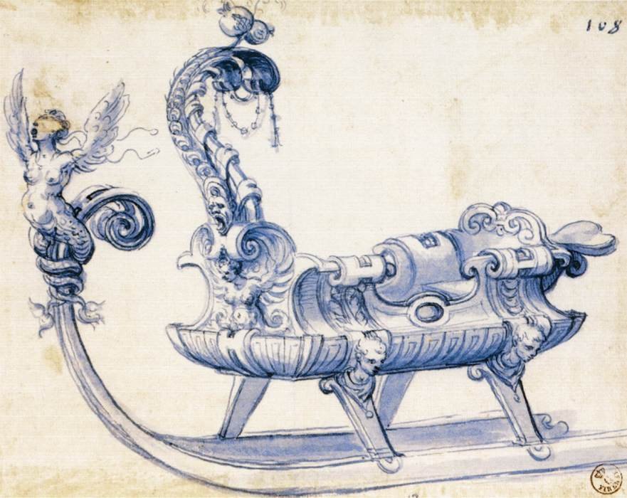 Sketch for a sleigh av Giuseppe Arcimboldo