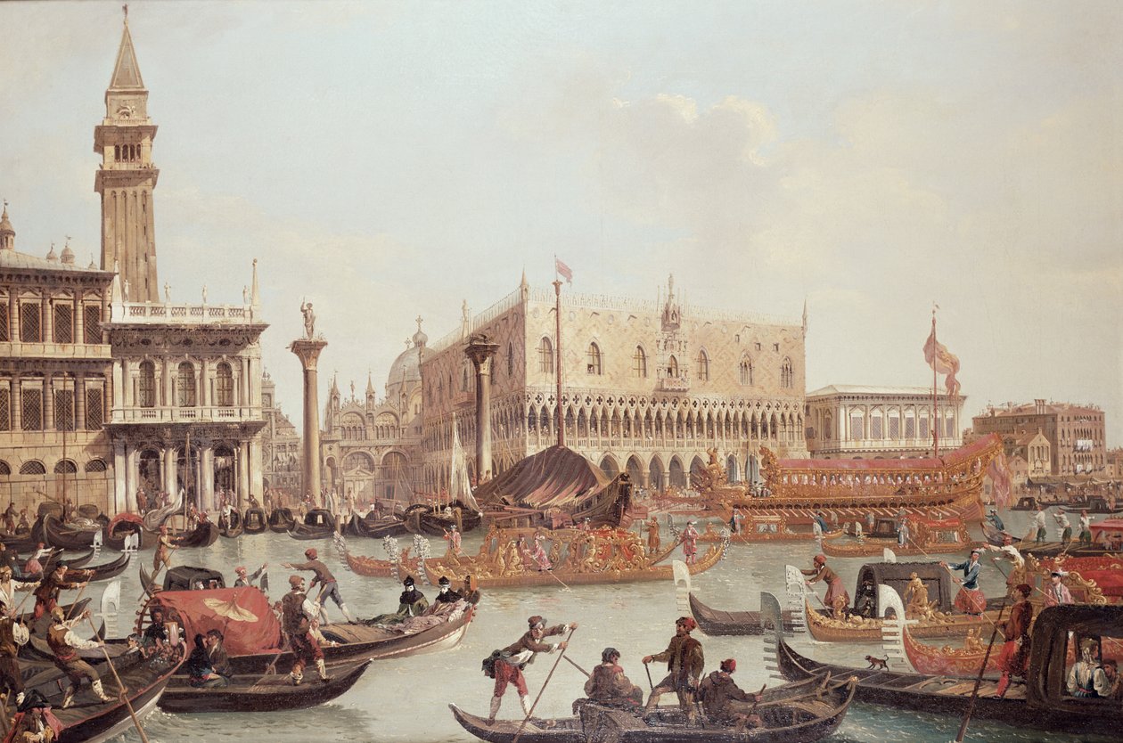 Utsikt över Dogepalatset och Piazzetta, Venedig av Giuseppe Bernardino Bison