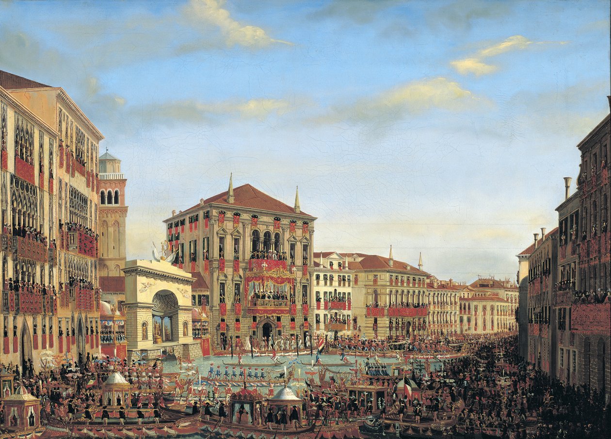 Napoleon I (1769-1821) Presiderande över en regatta i Venedig, 1807 av Giuseppe Borsato