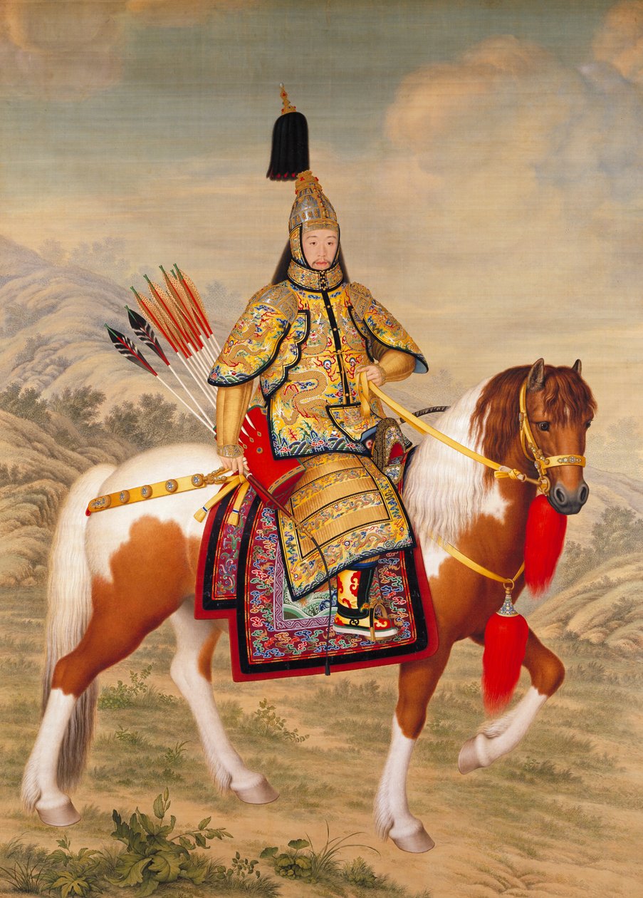 Qianlong-kejsaren i ceremoniell rustning till häst av Giuseppe Castiglione