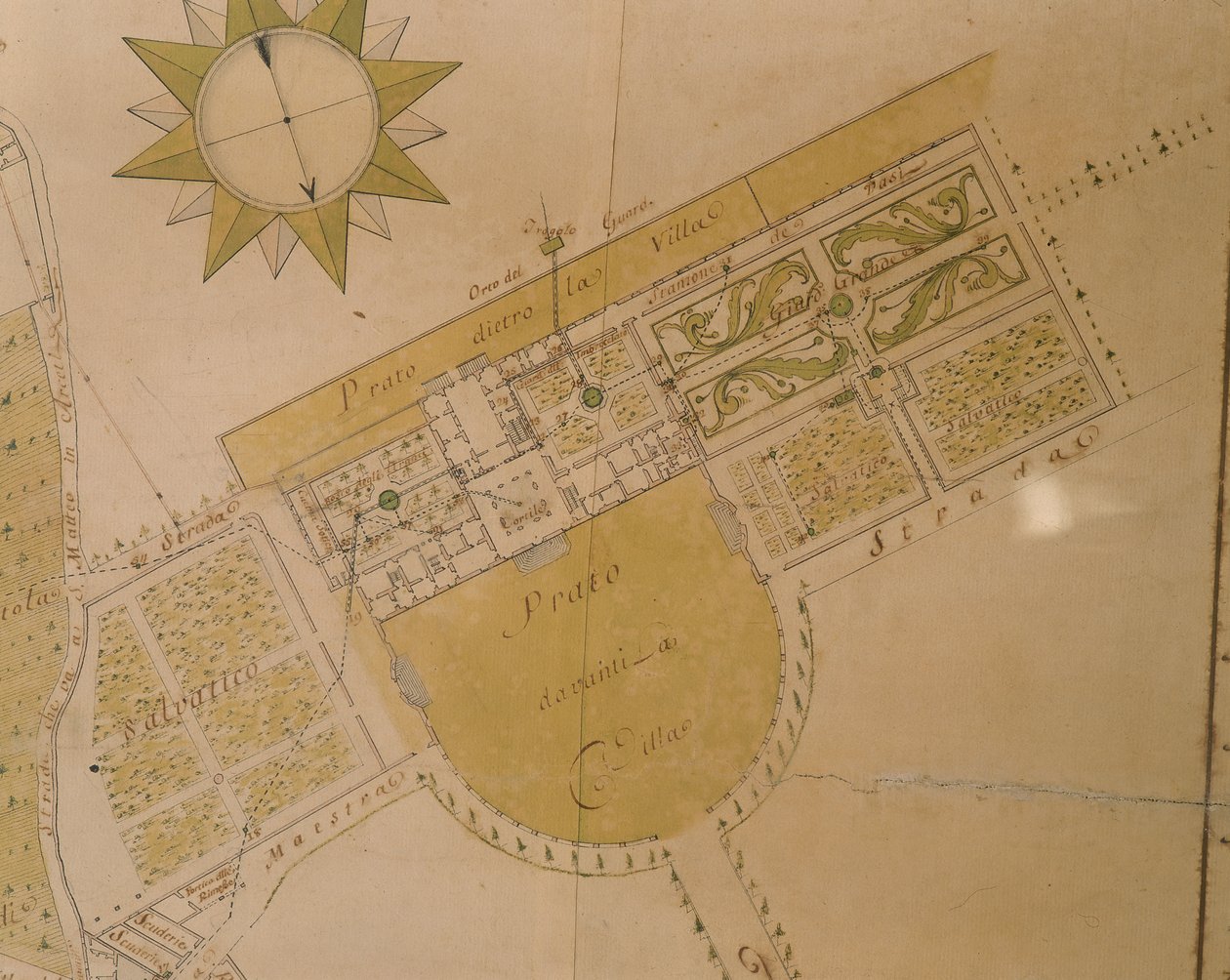 Plan över Villa del Poggio Imperiale av Giuseppe Ruggieri