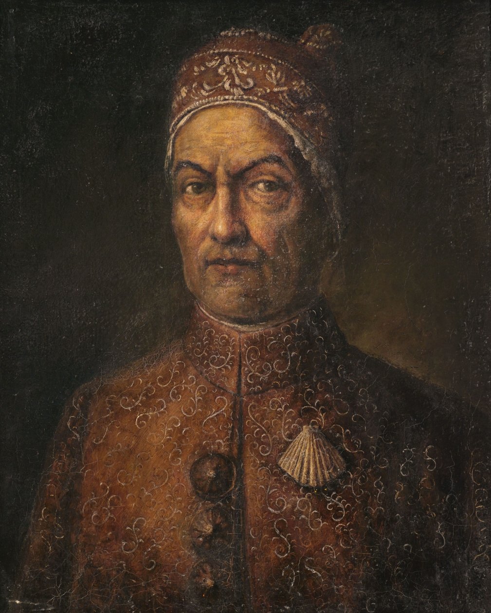 Porträtt av en doge i brokade regalier. av Giuseppe Ghislandi