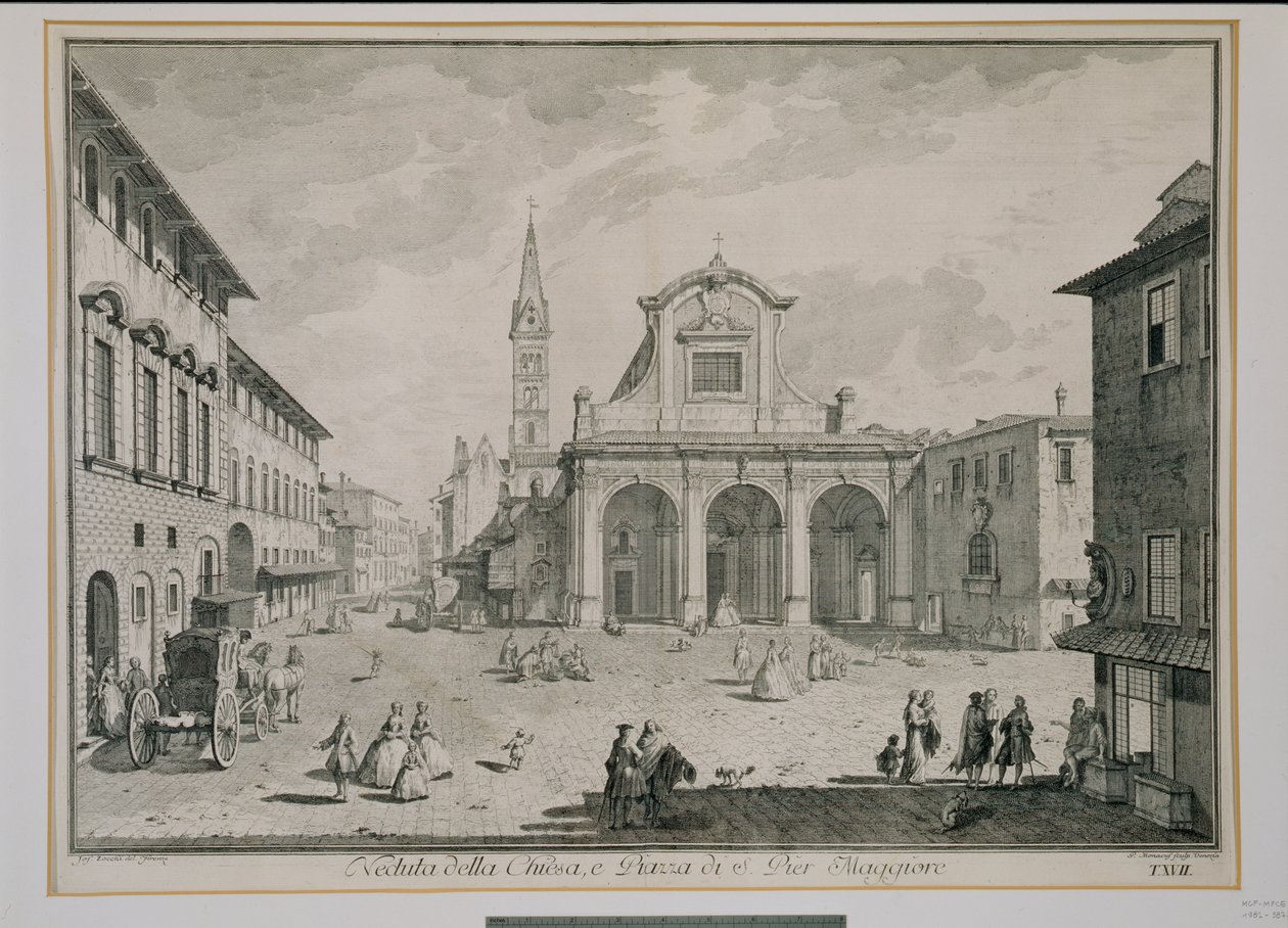 Utsikt över kyrkan San Pier Maggiore, Florens av Giuseppe Zocchi