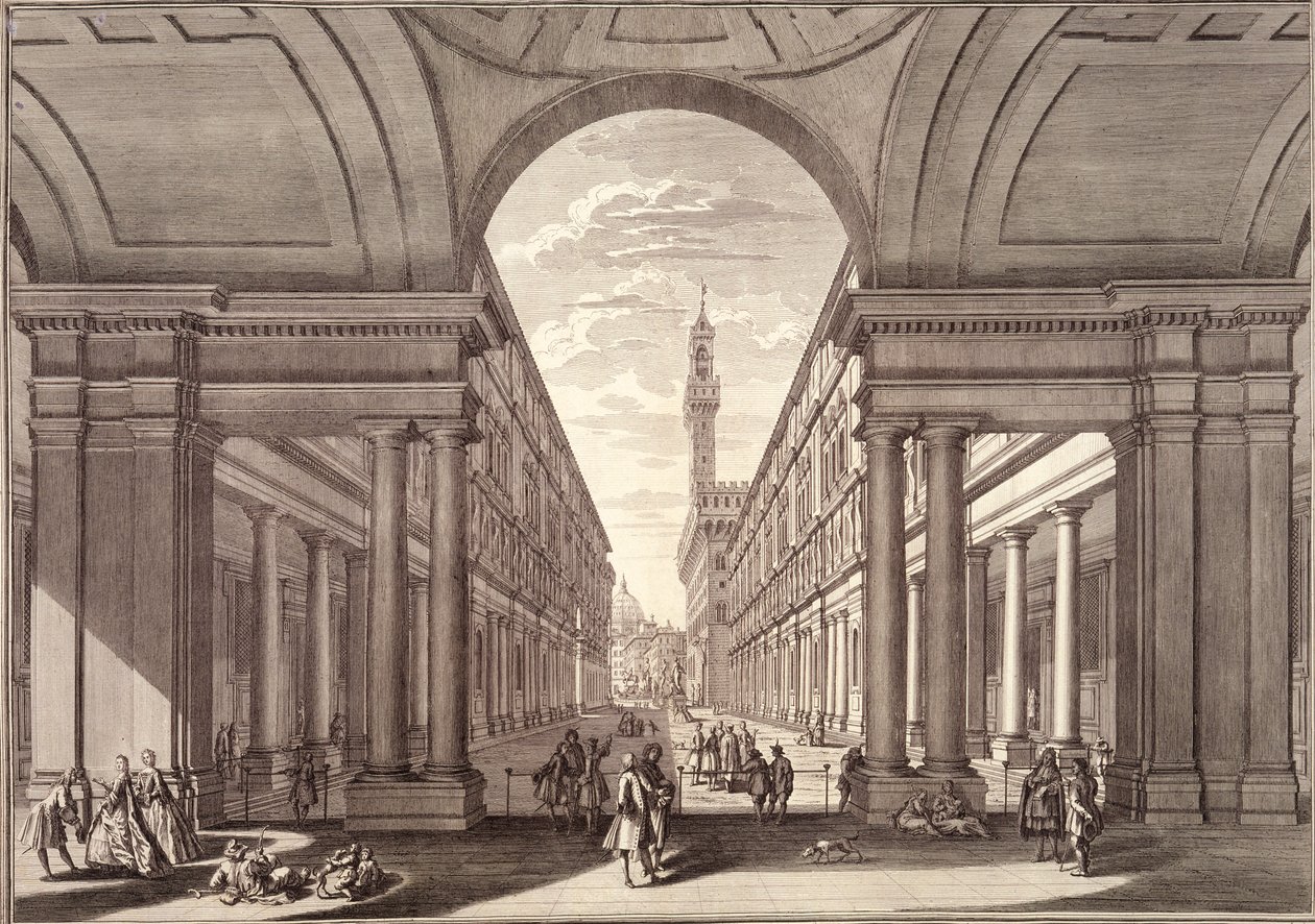 Utsikt över Uffizierna i Florens av Giuseppe Zocchi