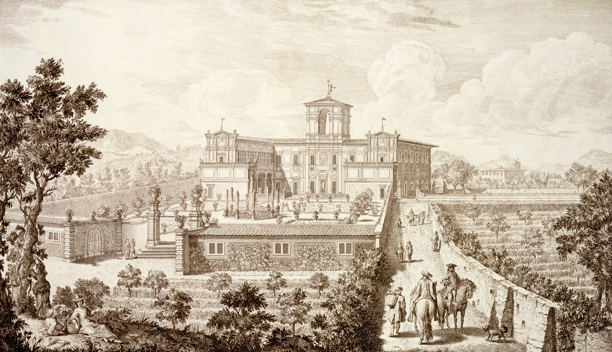 Utsikt över Villa di Montughi, från "Views of Toscany" av Giuseppe Bouchard, publicerad 1744-57 av Giuseppe Zocchi