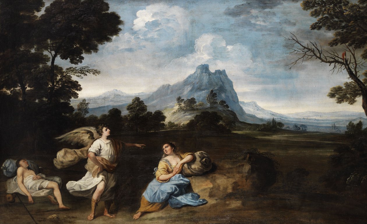 Hagar und Ismael in der Wüste. av Giuseppe Zola