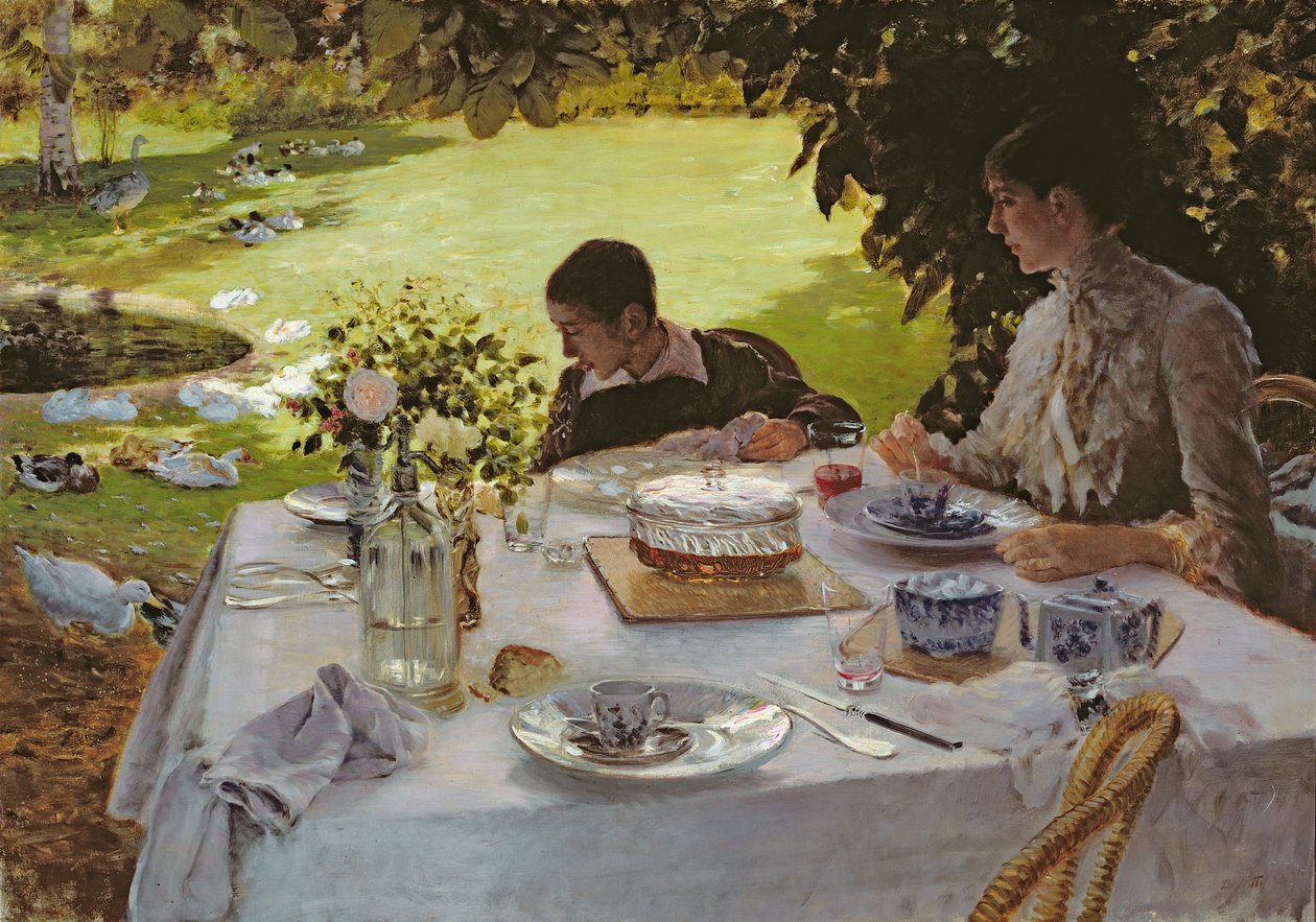Frukost i trädgården, 1883 av Giuseppe de Nittis
