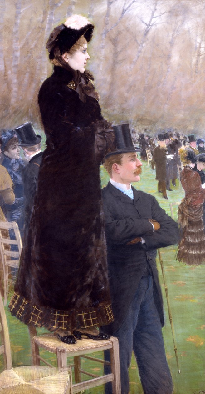 Galoppbanan i Bois de Boulogne (pastell på papper) av Giuseppe de Nittis