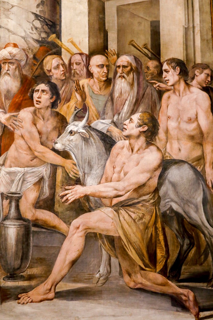 Numa Pompilius instiftar vestalernas kult (detalj) av Giuseppe Cesari