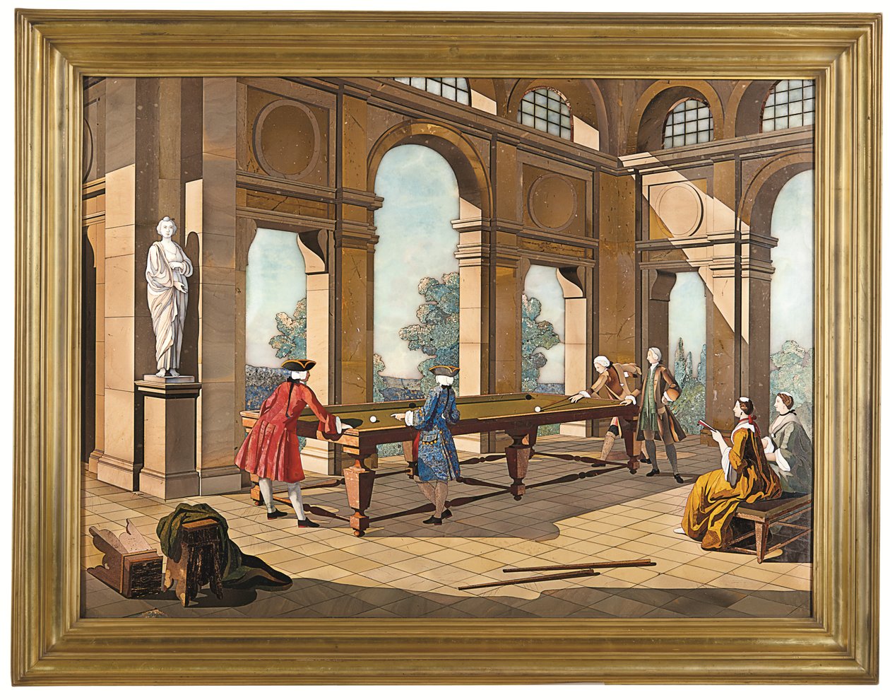 Kejserlig plakett av Biljardspelarna, ca 1752-55 (pietra dura) av Giuseppe (after) Zocchi