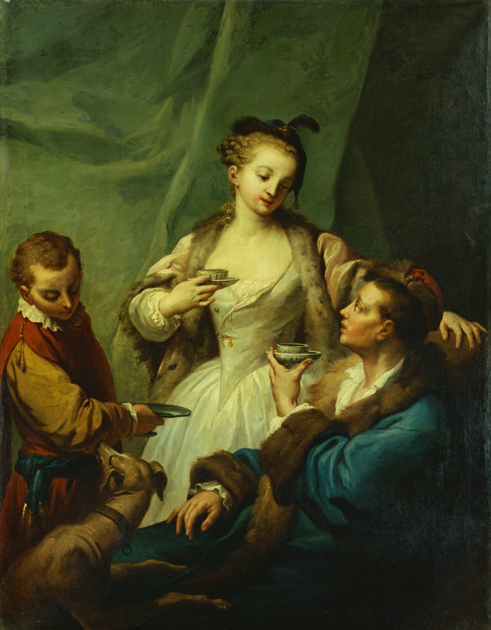 De fyra årstiderna (olja på duk) av Giuseppe (circle of) Angeli