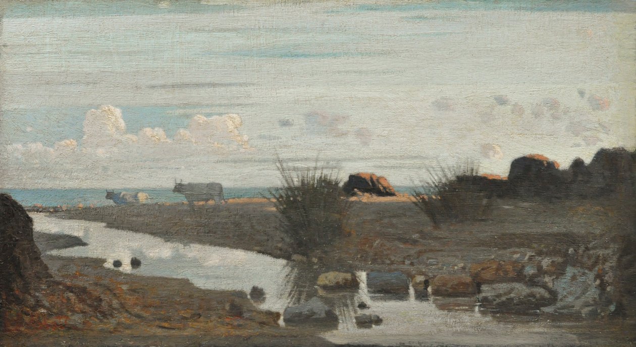 Lido med betande oxar, ca 1862-63 (olja på pannå) av Giuseppe Abbati