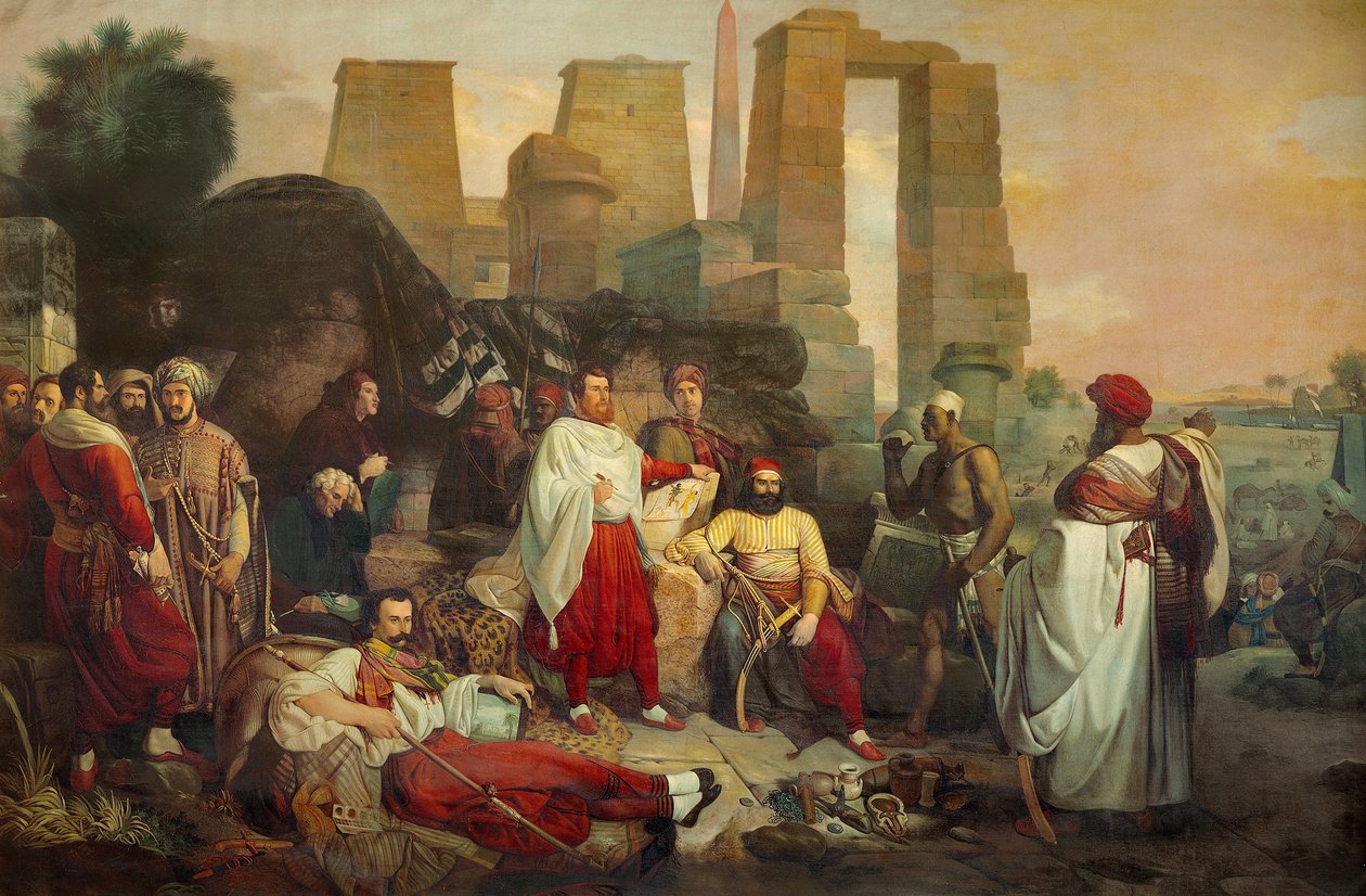 Den fransk-toskanska arkeologiska expeditionen till Egypten (olja på duk) av Giuseppe Angelelli