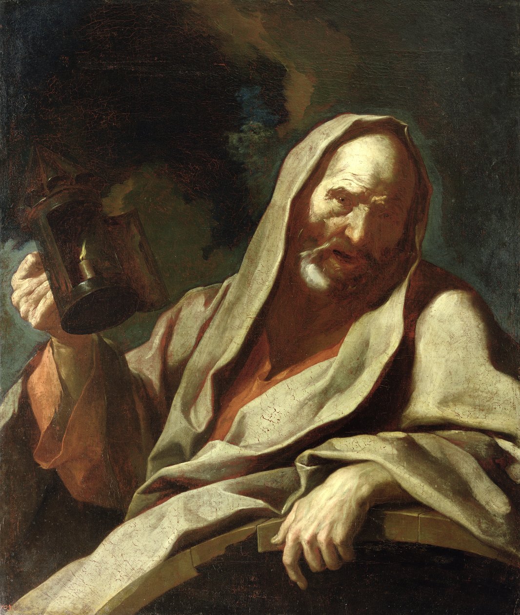 Diogenes (c.412-323 BC) with his Lantern, c.1720-40  av Giuseppe Antonio Petrini