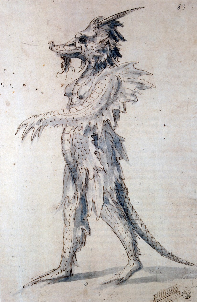Kostymdesign för en kostym för en drake, 1500-talet av Giuseppe Arcimboldi