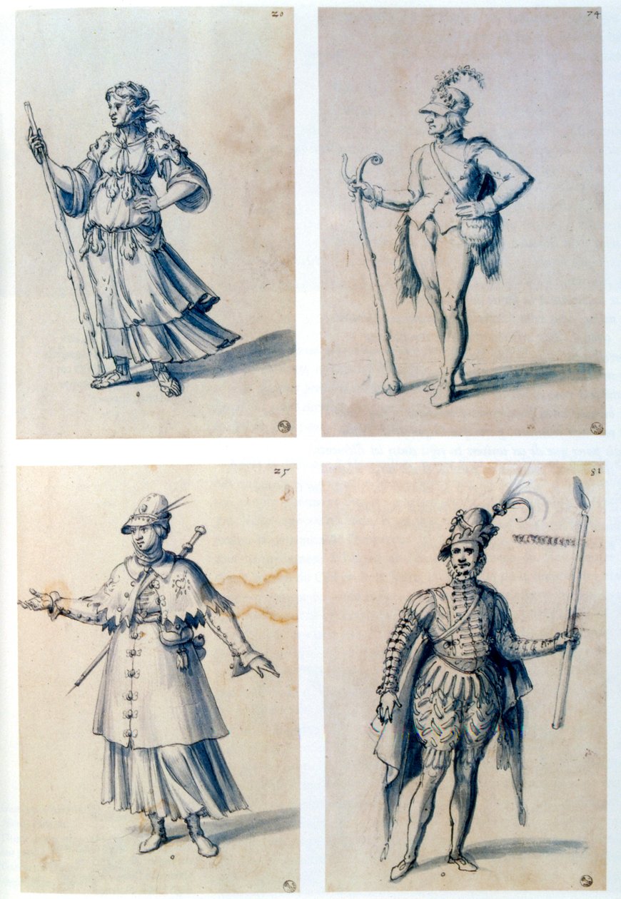 Kostymdesigner för allegoriska karaktärer, 1500-talet av Giuseppe Arcimboldi