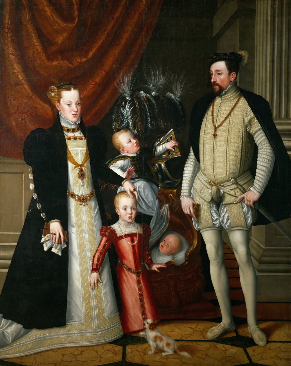 Den helige romerske kejsaren Maximilian II av Österrike 1527-1576 och hans hustru Infanta Maria av Spanien med av Giuseppe Arcimboldo