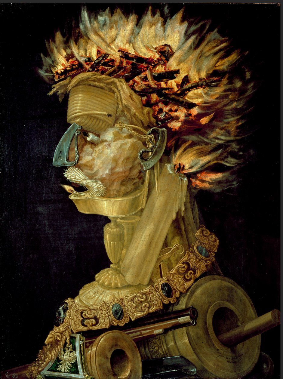 Eldmålningen av Giuseppe Arcimboldi (Arcimboldo) (1527-1593) 1566 Mått 66,5x51 cm Wien, Kunsthistorisches Museum av Giuseppe Arcimboldo